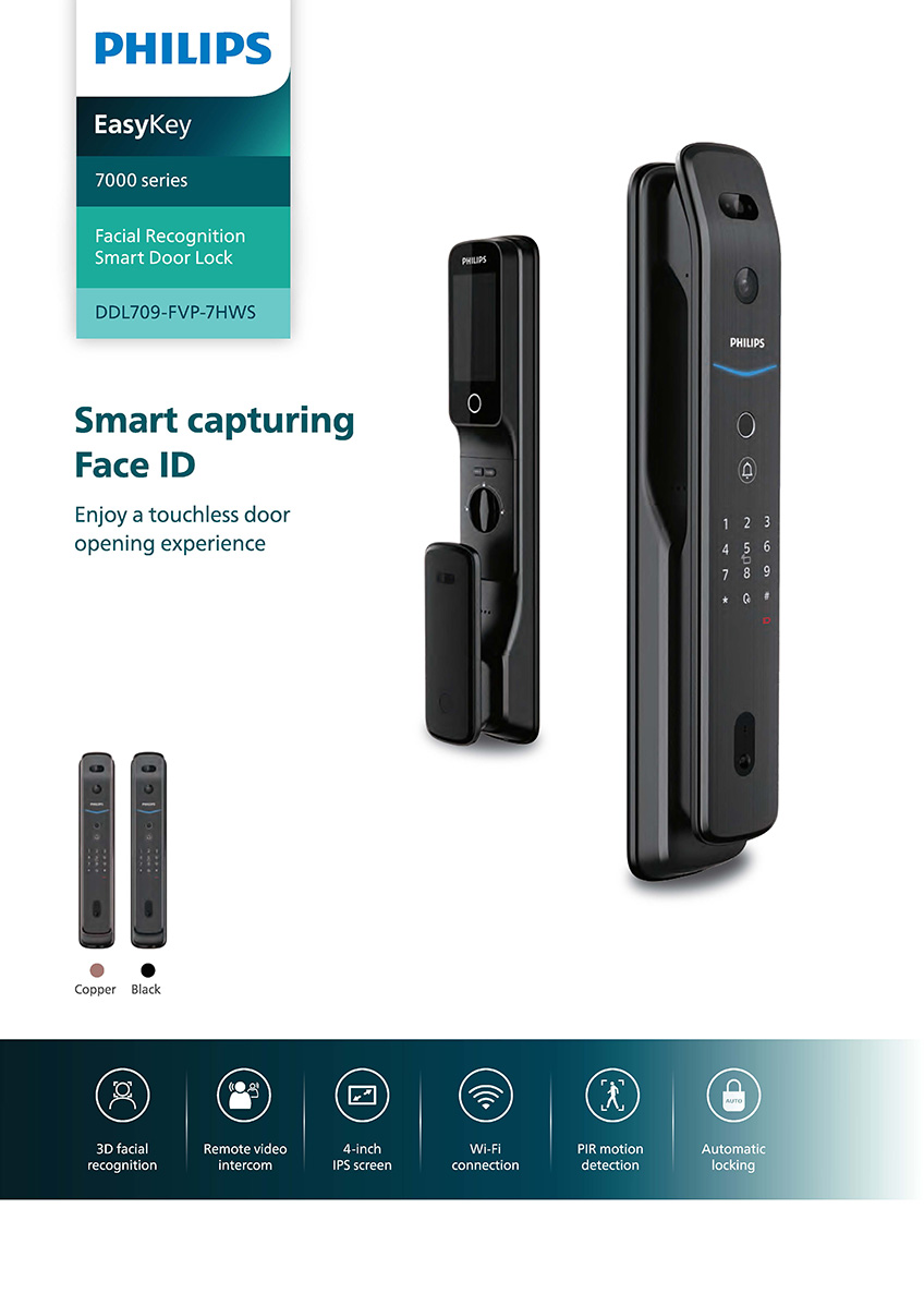 PHILIPS Facial Recognition Smart Door Lock DDL709-FVP-7HWS