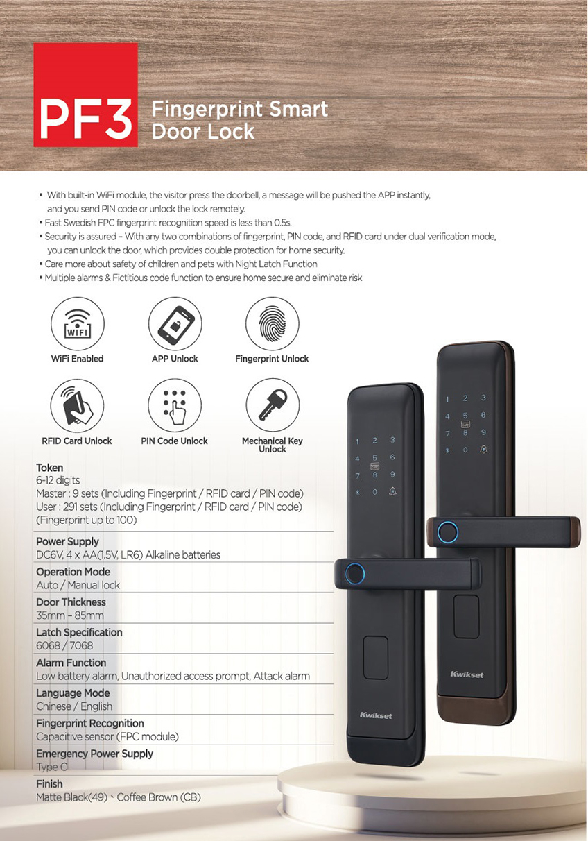 Kwikset PF3 Fingerprint Smart Door Lock