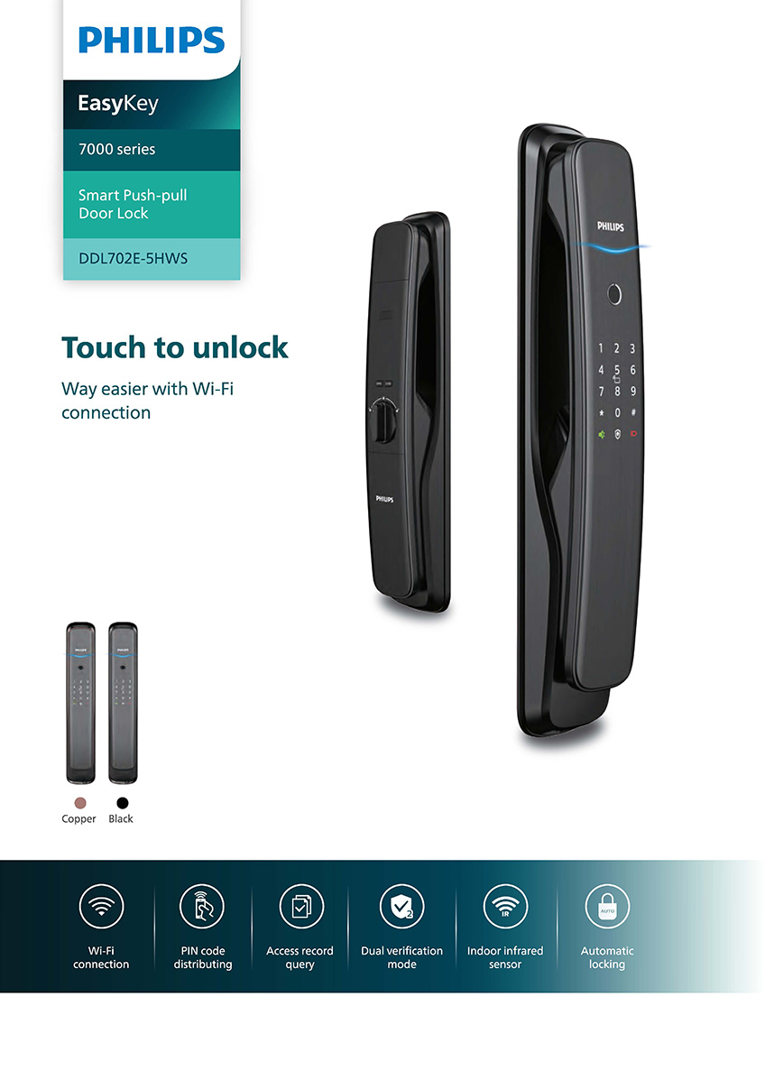 PHILIPS Smart Push-pull Door Lock DDL702E-5HWS